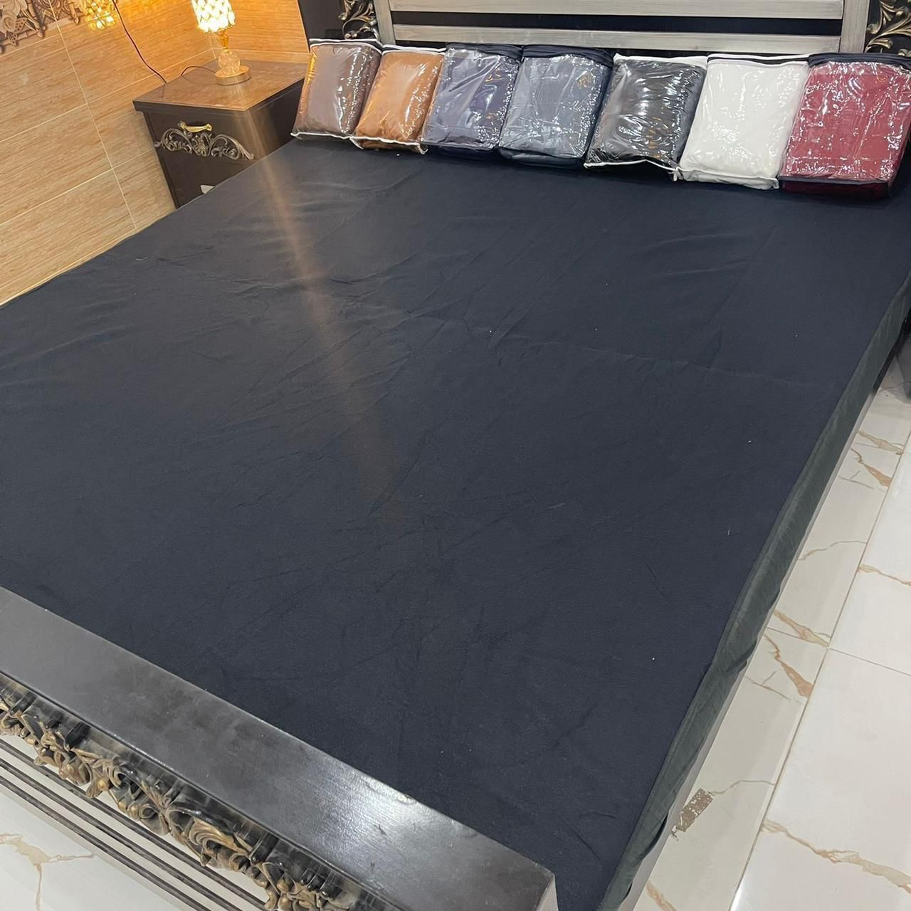 Jet Black Terry Cotton Waterproof Mattress Protector – King Size