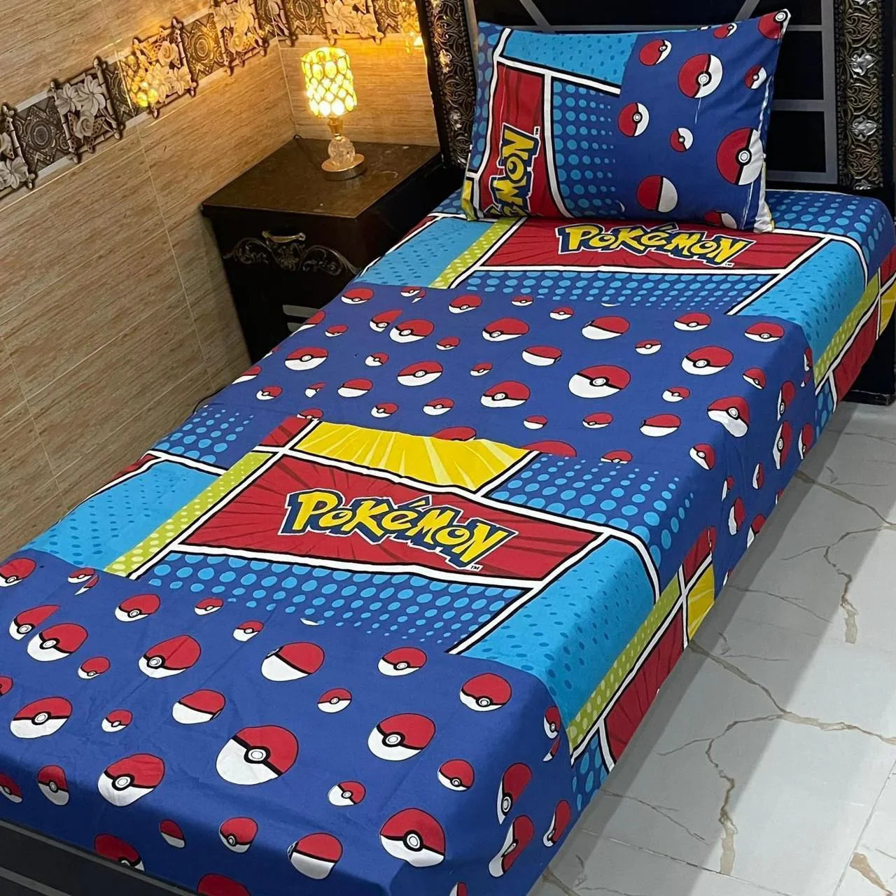 Pokéball Power Grid – Kids Single Pair Bed Sheet