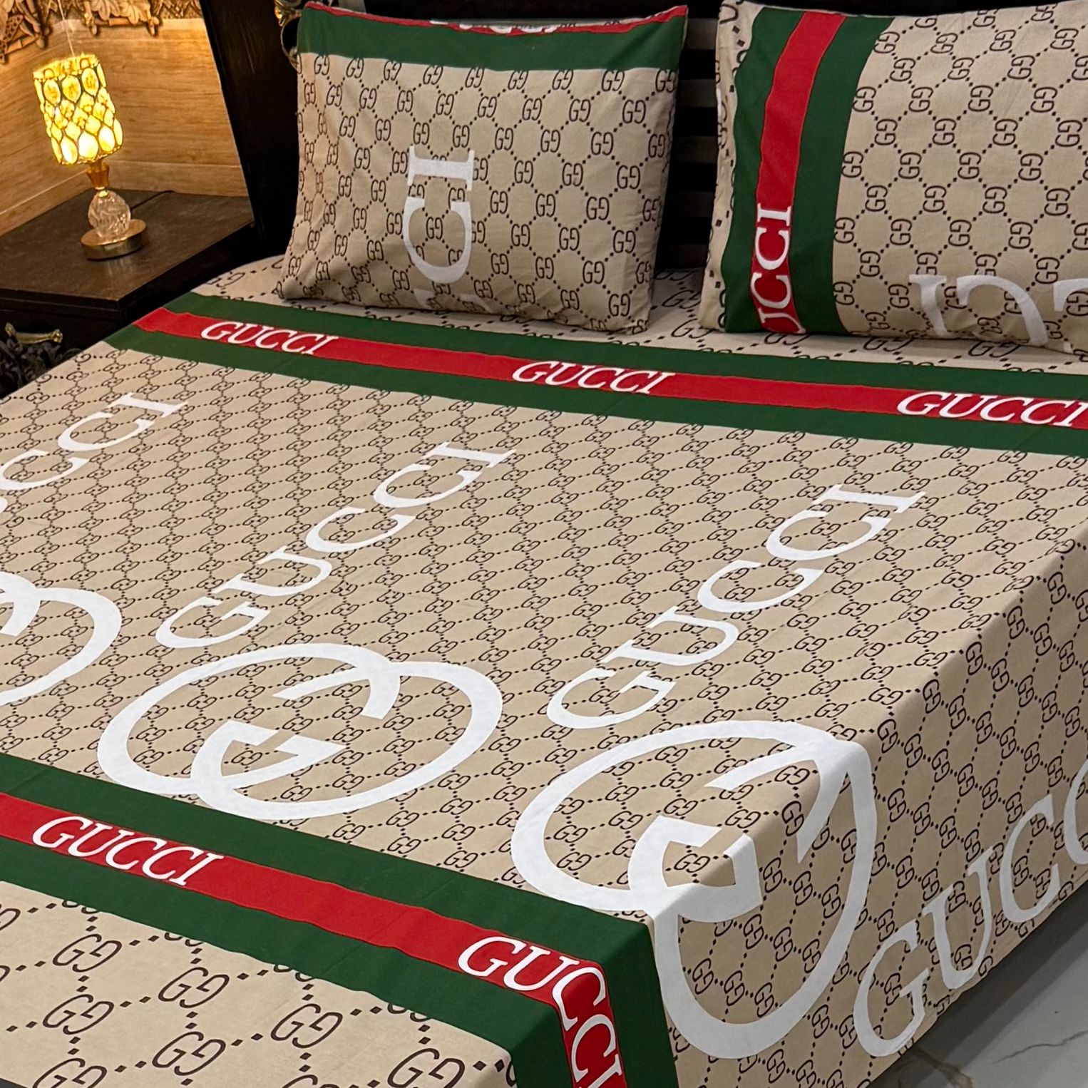 I Prestige Beige Soft Crystal Cotton Bed Sheets