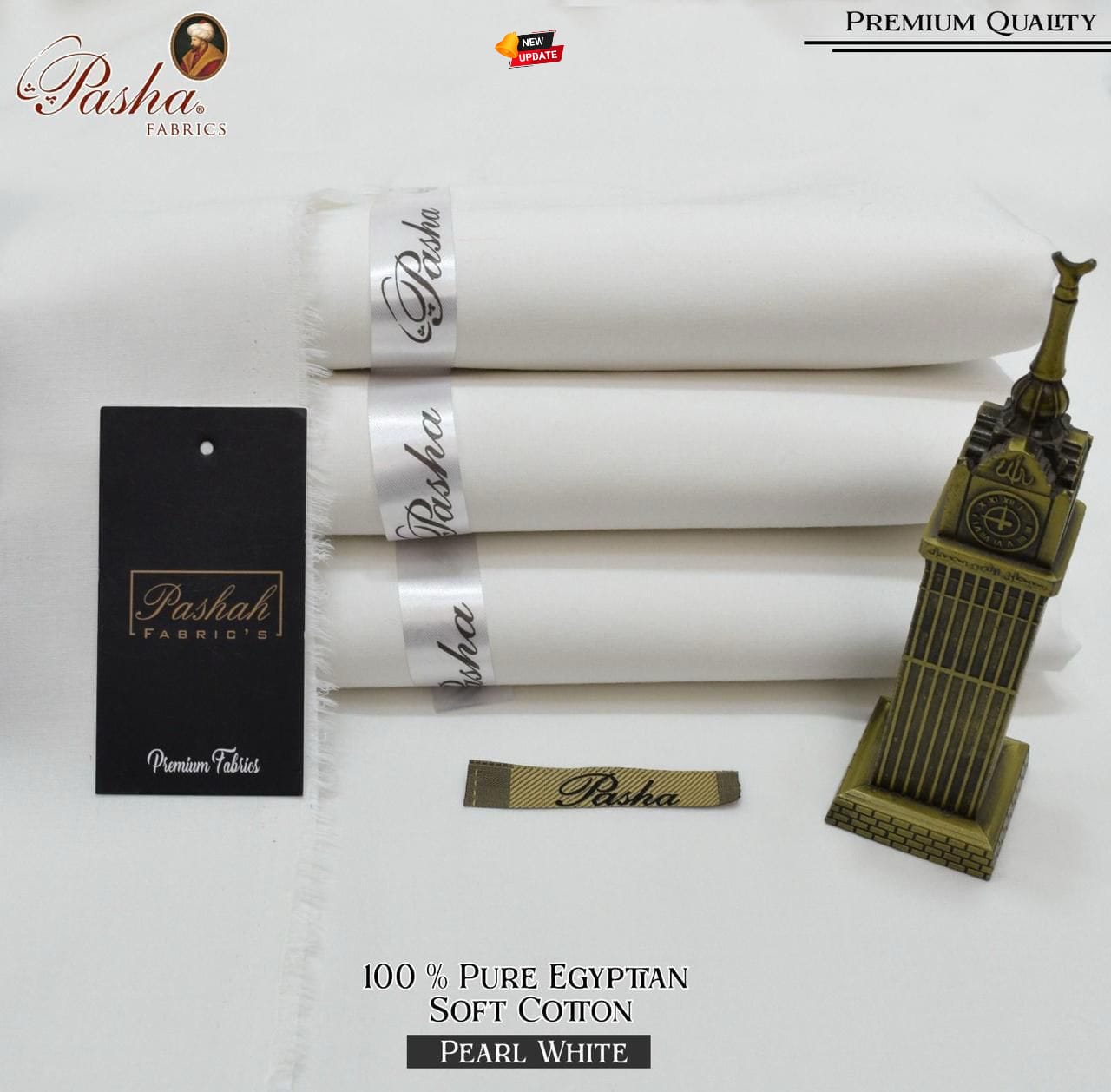 Pearl White Egyptian Cotton – 100% Pure Soft Luxury Fabric by Pasha,s
