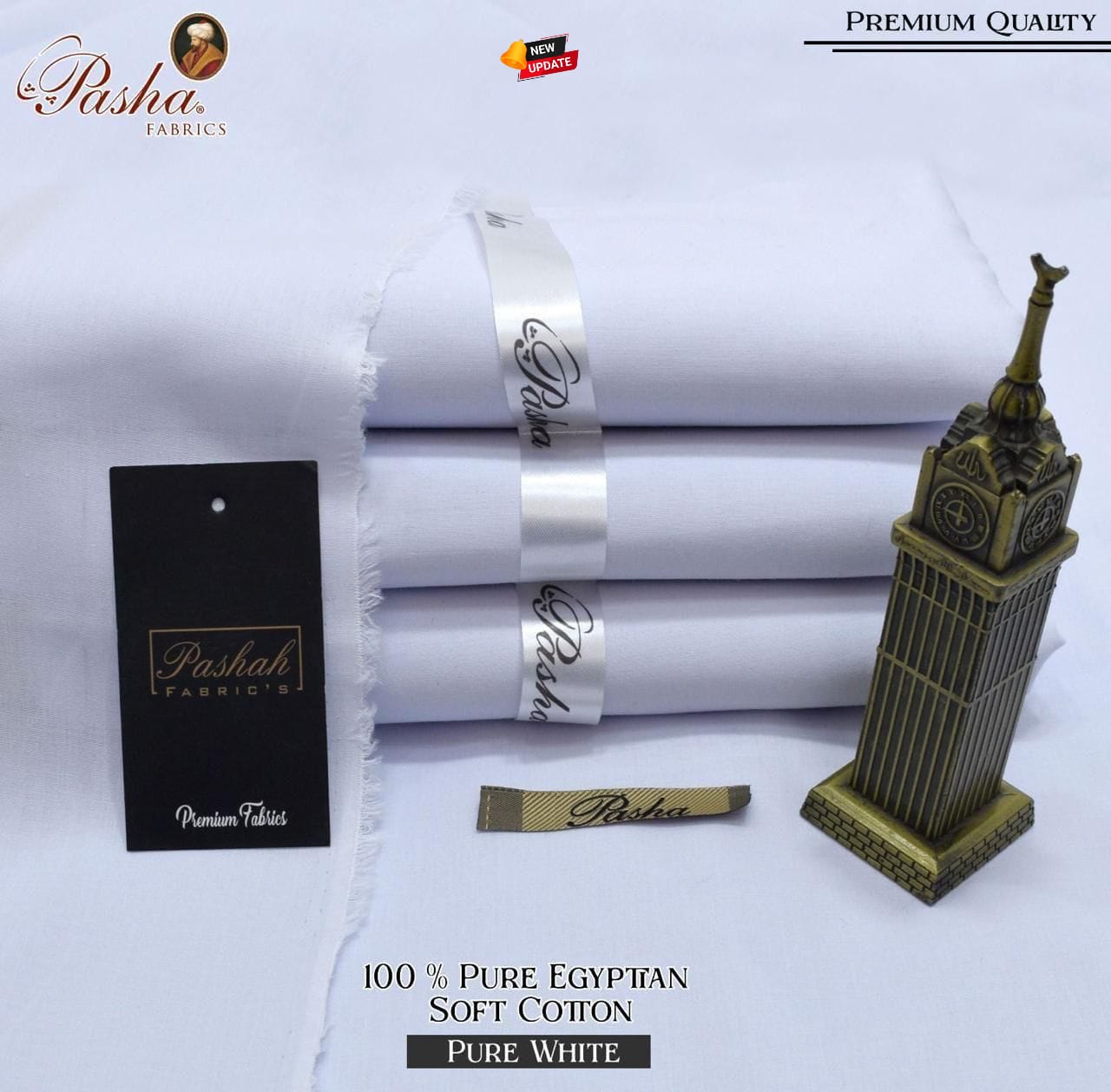Pure White Egyptian Cotton – 100% Premium Soft Fabric by Pasha’s