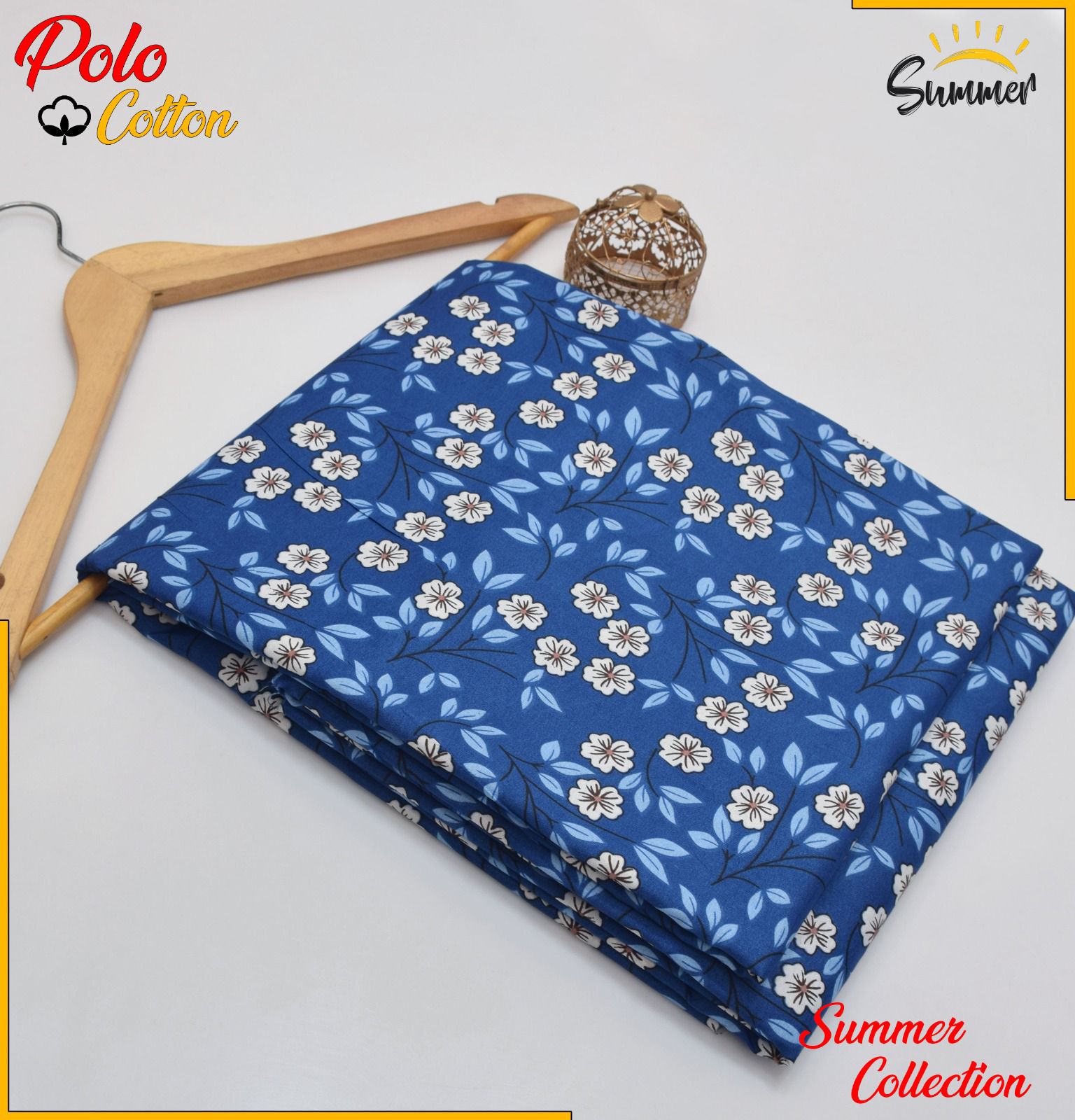 Blue Blossom 2PC Floral Printed Women Unstitched – Polo Cotton