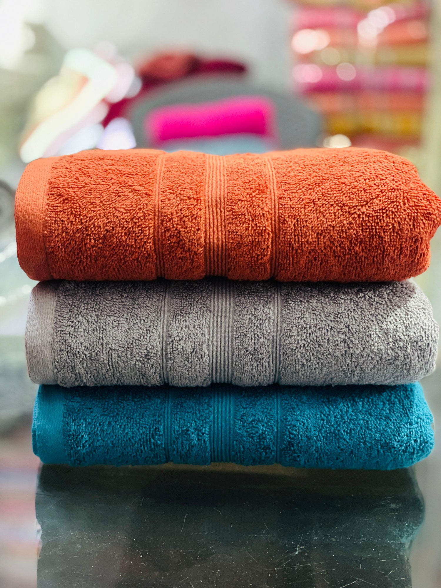 Tri-Tone Textured 100% Cotton Extra Soft Bath Towel Set