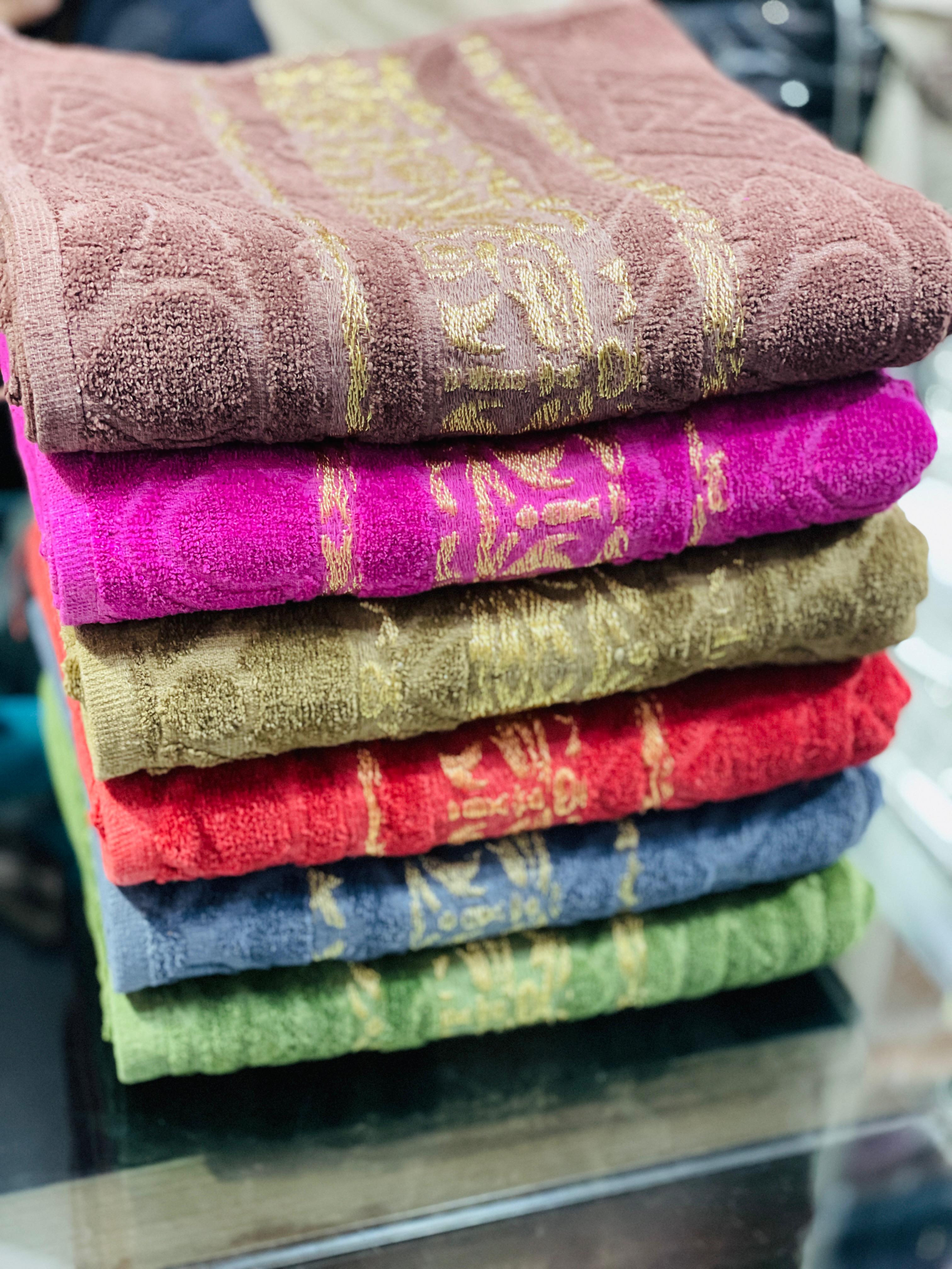 Elegant Golden Jacquard 100% Cotton JACQUARD SOFT Bath Towel Set