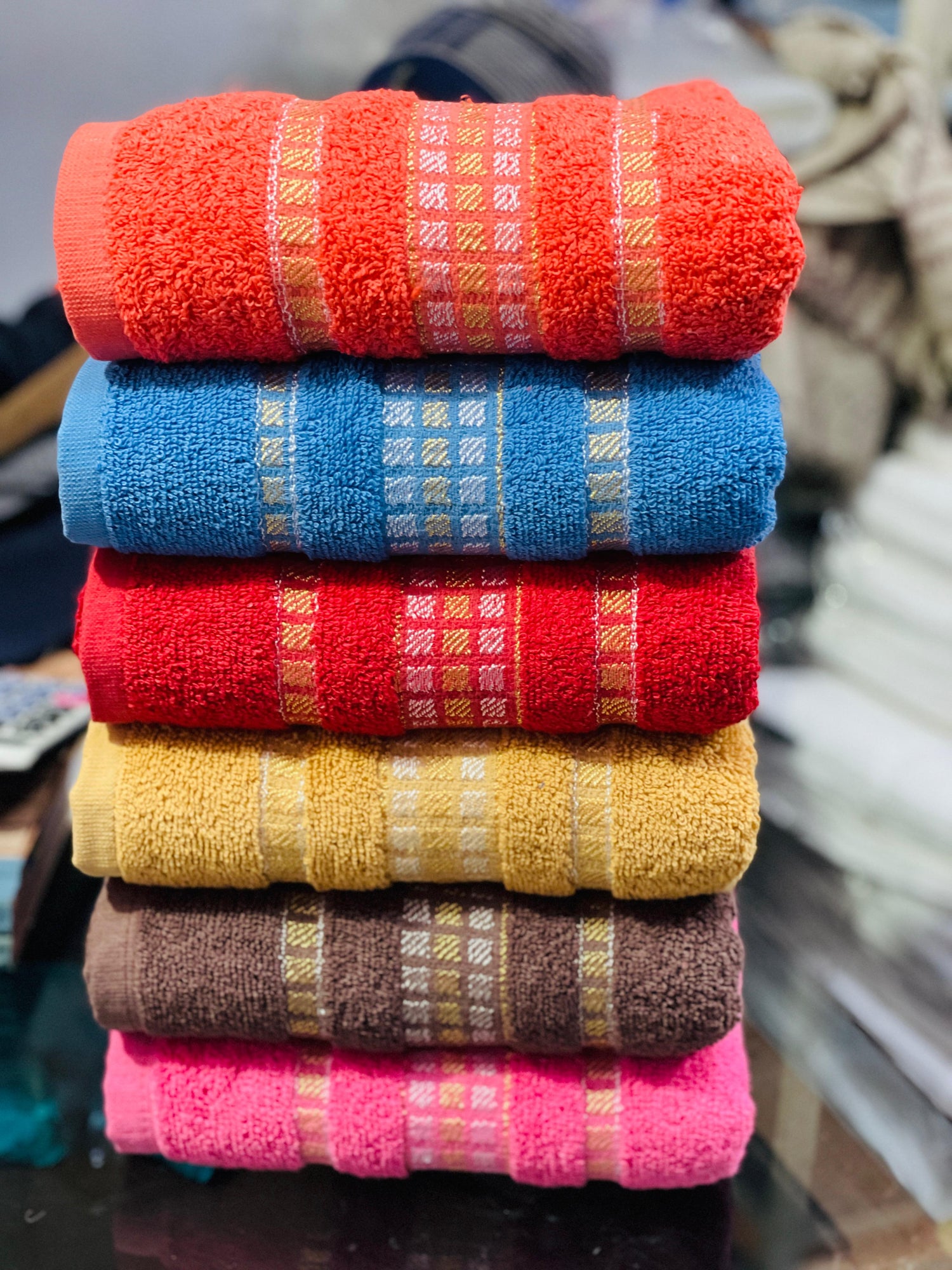 Patterned Band Assorted 100% Cotton Extra Soft Bath Towel Set