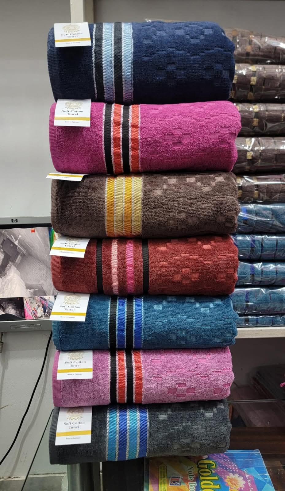 Geometric Pattern 100% Cotton JACQUARD SOFT Bath Towel Set