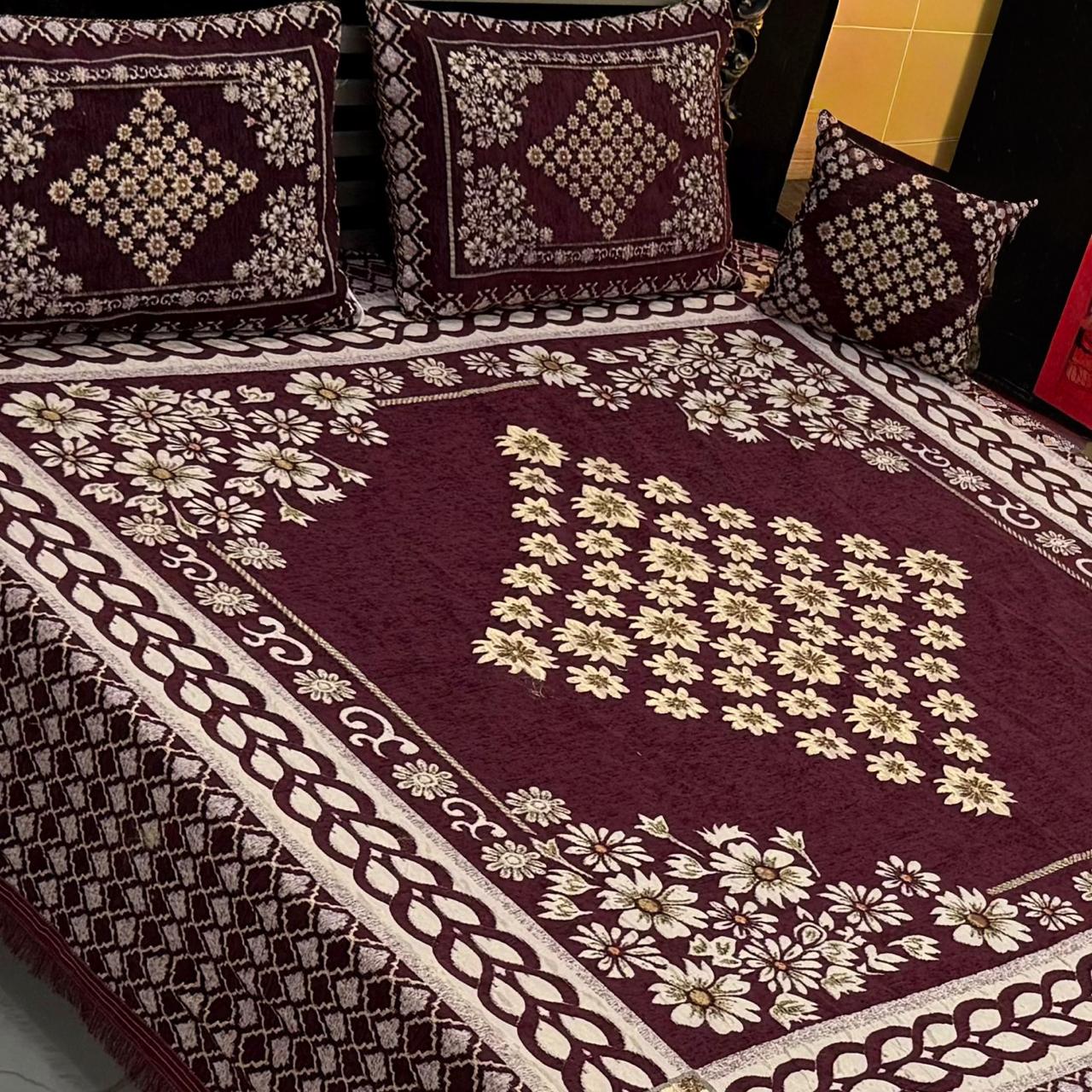 Imperial Purple – 4Pc Velvet Jacquard Luxury Bedsheet