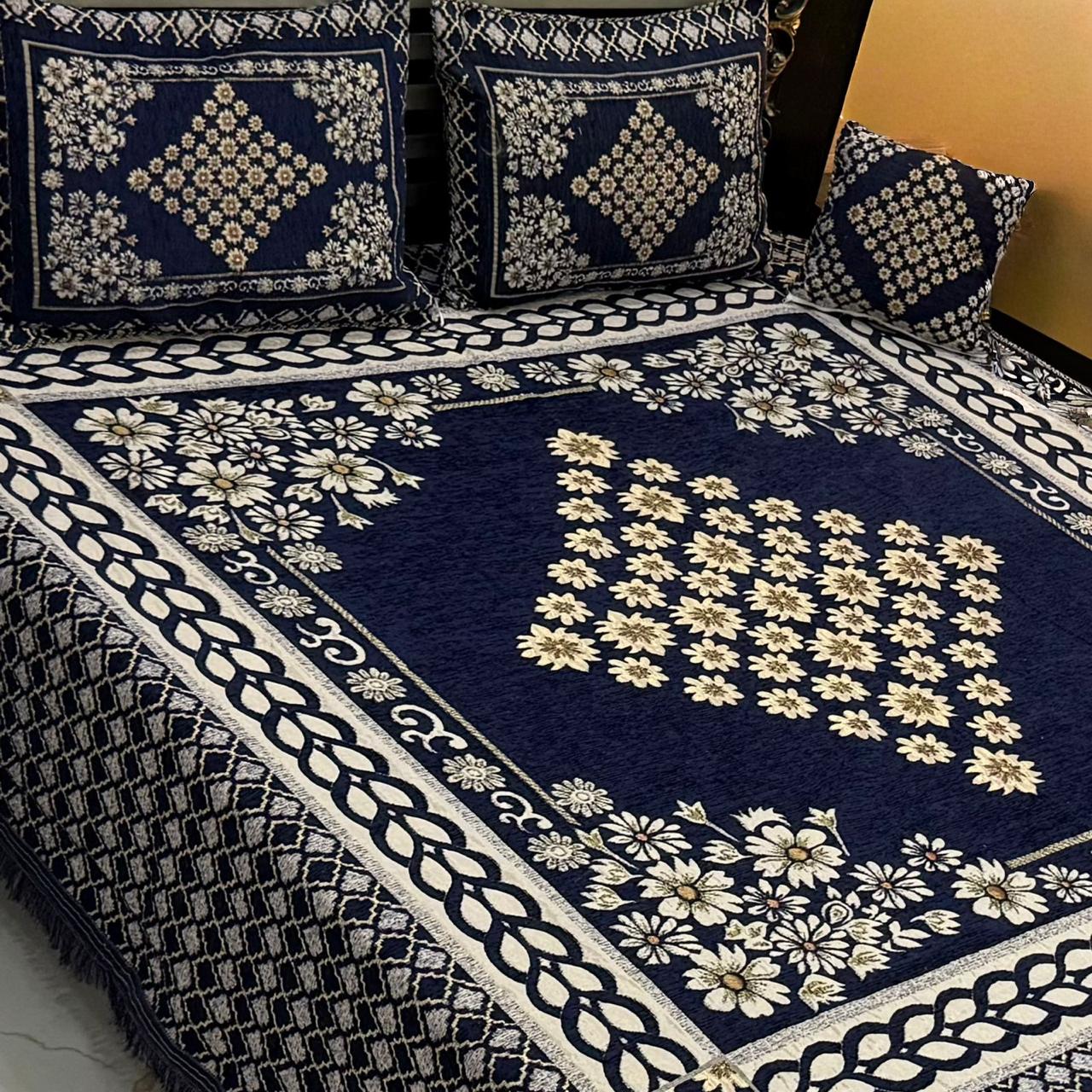 4Pc Velvet Jacquard Luxury Bedsheet