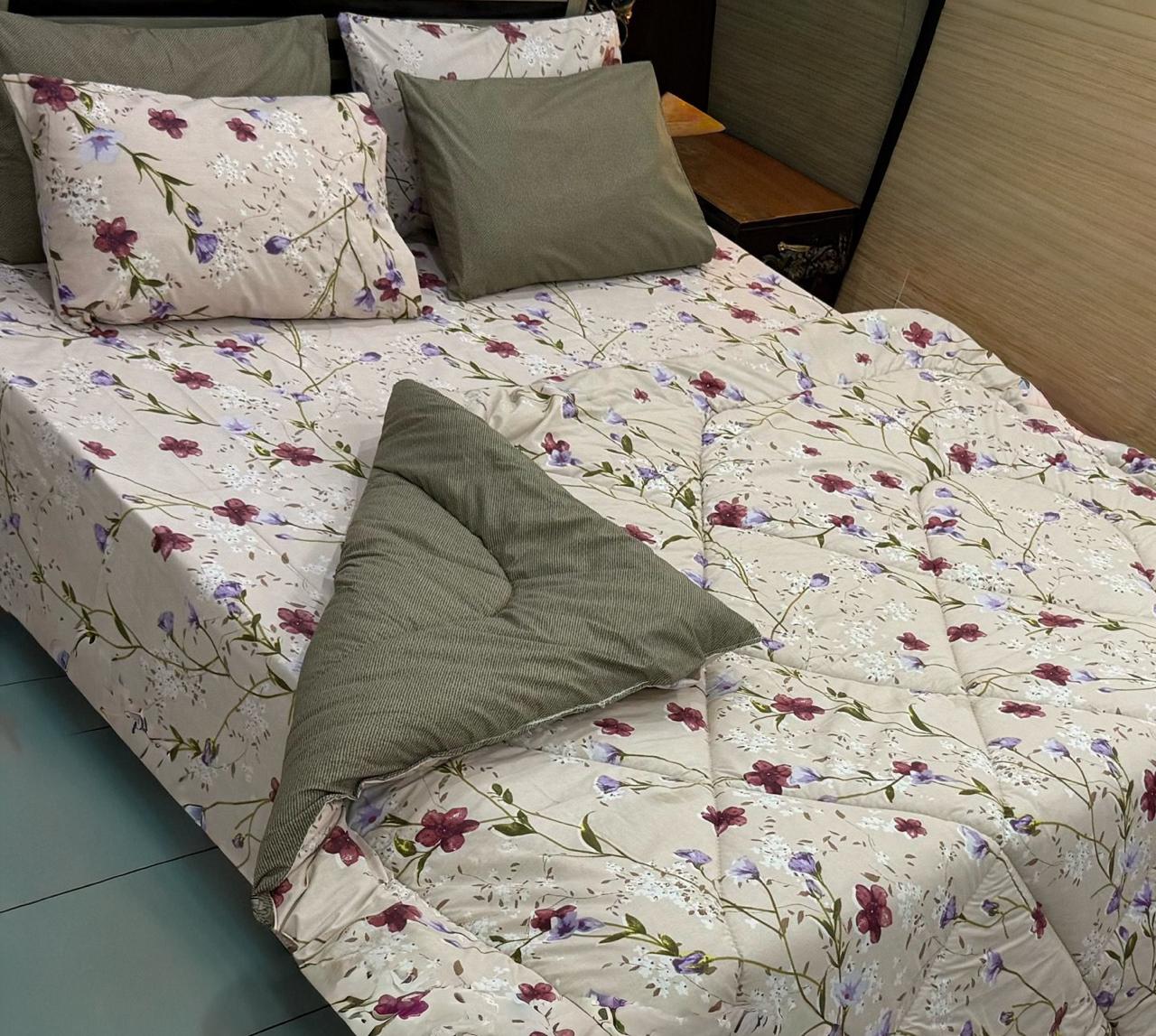 Serene Nights 100% Pure Cotton 6PC Comforter Set (Vicky Razai Set) – King Size