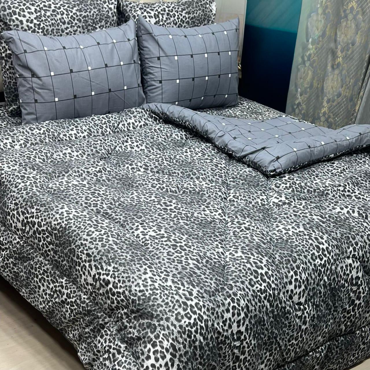 Tiger skin 100% Pure Cotton 6PC Comforter Set (Vicky Razai Set) – King Size