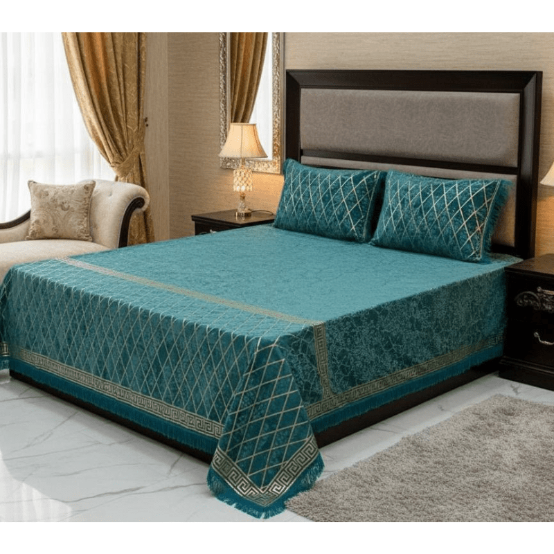 3PC Royal Touch Texture Velvet Bedsheet Set - Fashion Home Store