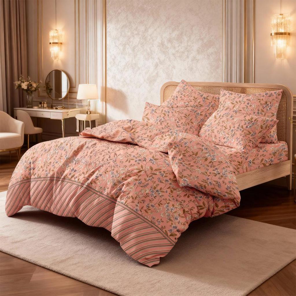 6PC Comforter Set (Vicky Razai Set) – Mustard Mix Cotton Bedding - Fashion Home Store