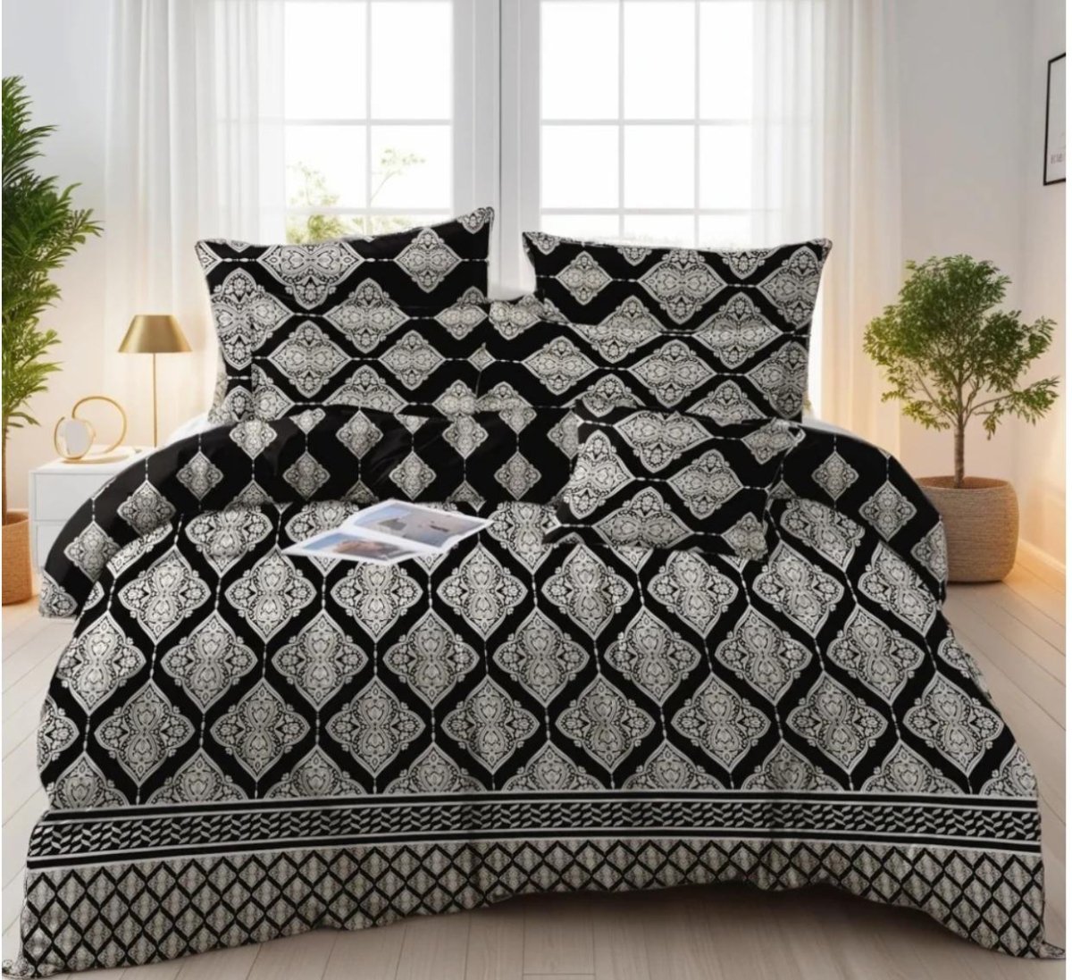 7 - Piece King Size Summer Comforter Set - Teal & Coral Floral - Fashion Home Store