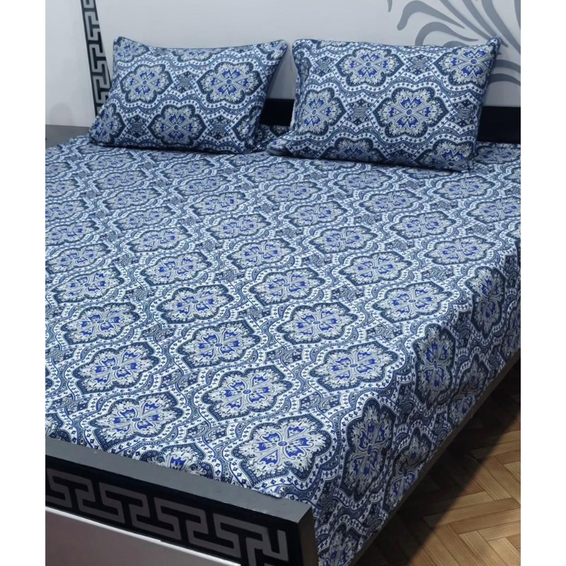 Geometric Glow Printed  Cotton Bedsheet Set – Floral Pop Edition