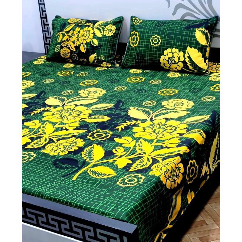 DreamEase Printed  Cotton Bedsheet Set – Floral Pop Edition