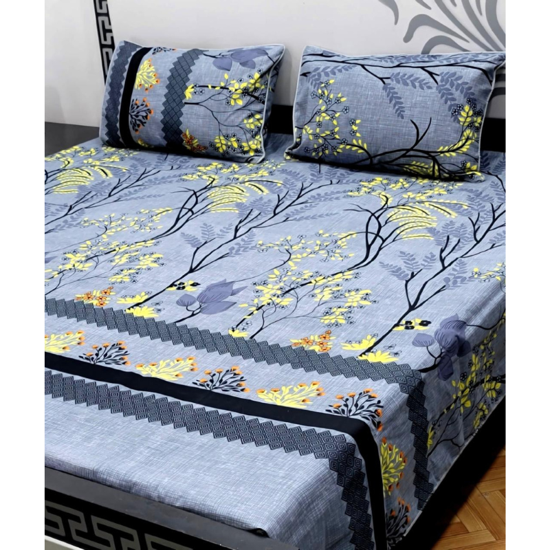 Sleep Serenity Printed  Cotton Bedsheet Set – Floral Pop Edition