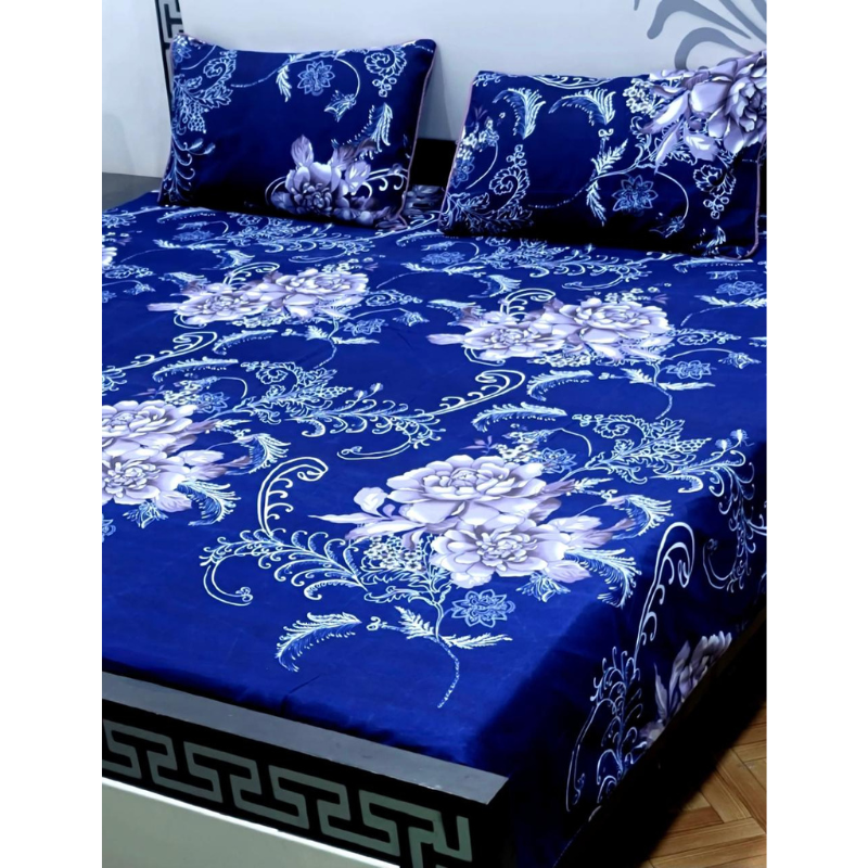 Moonlit Bliss Printed  Cotton Bedsheet Set – Floral Pop Edition