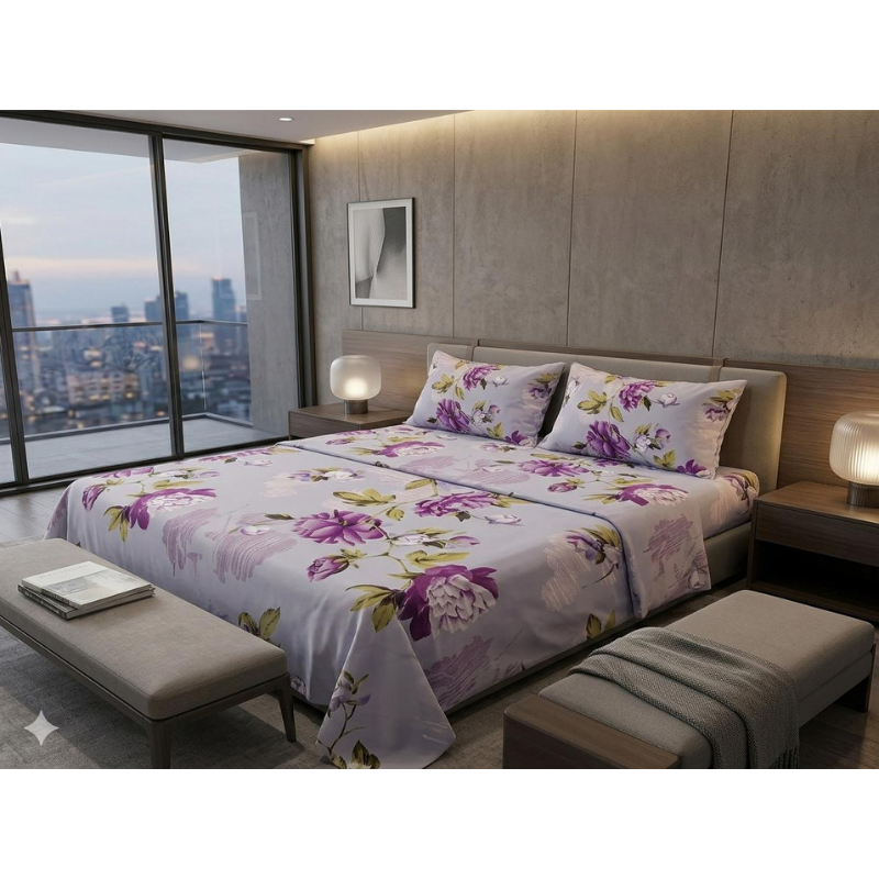 Golden Leaf Print Bedsheet