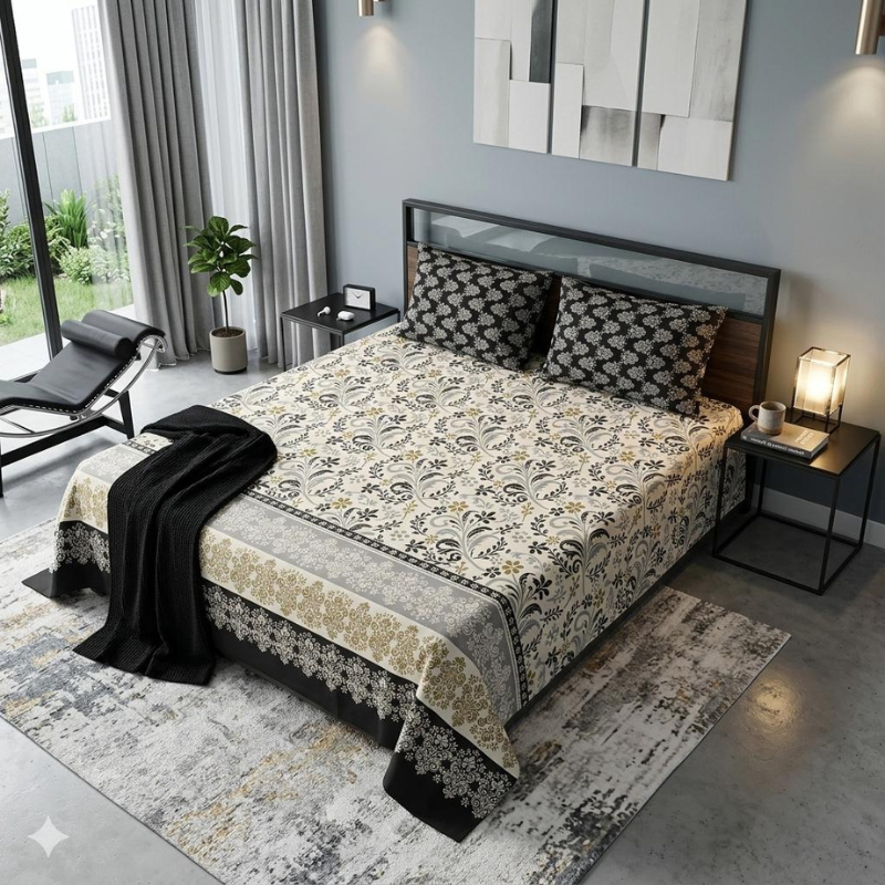 Magnolia Bloom Print Premium Cotton Bed Sheet