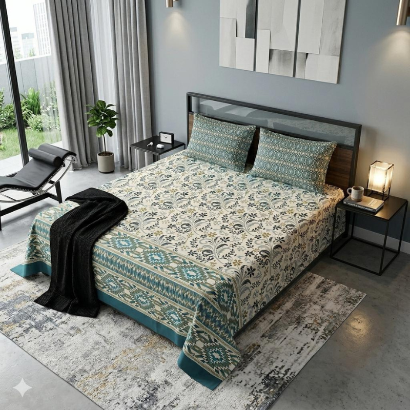 Imperial Grace Print Premium Cotton Bed Sheet