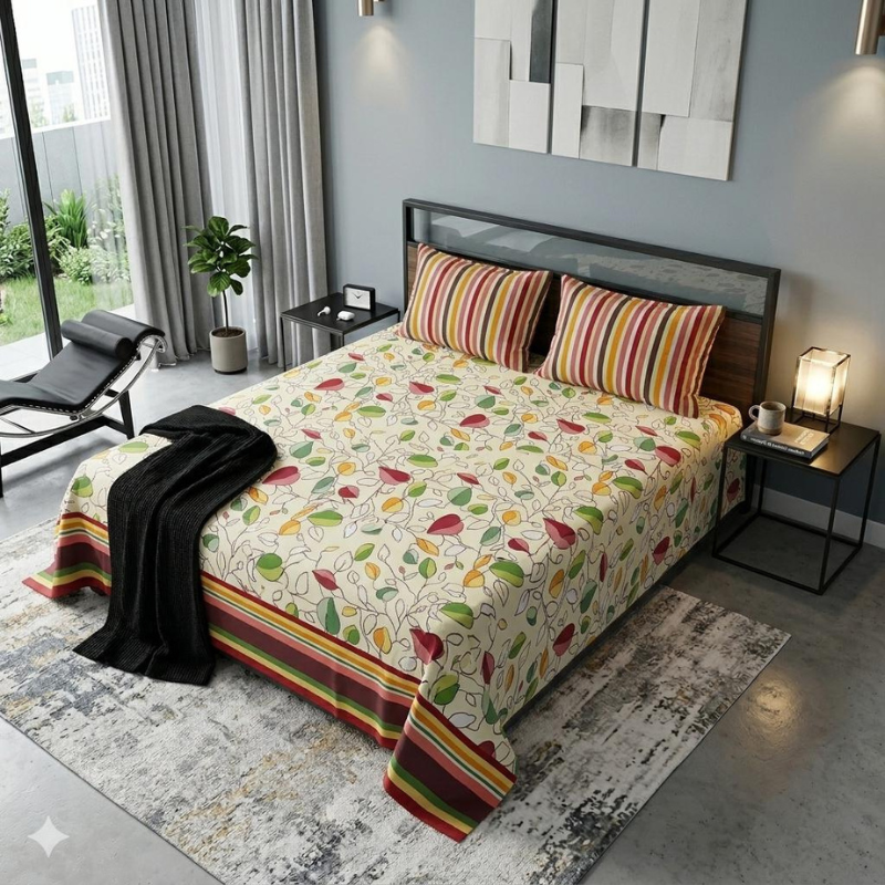Jasmine Garden Print Premium Cotton Bed Sheet