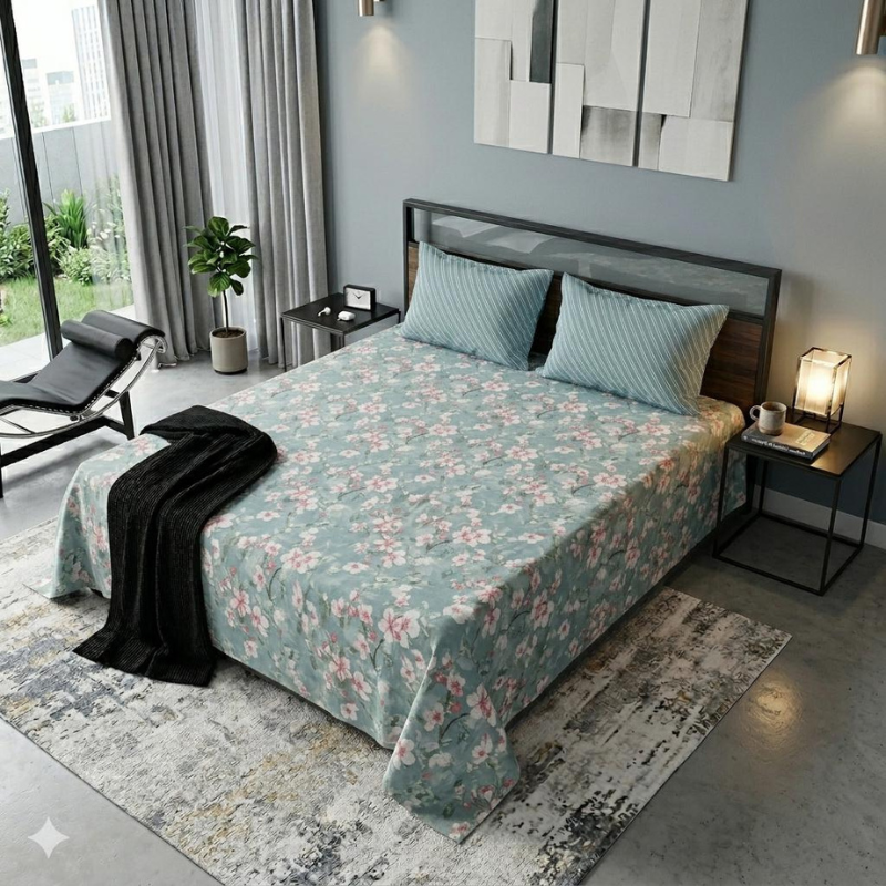 Orchid Grace Print Premium Cotton Bed Sheet