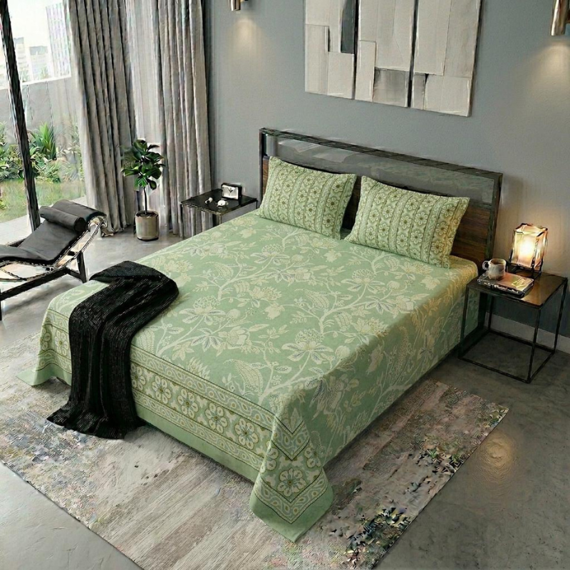 Daisy Charm & Stripe Premium Cotton Bed Sheet