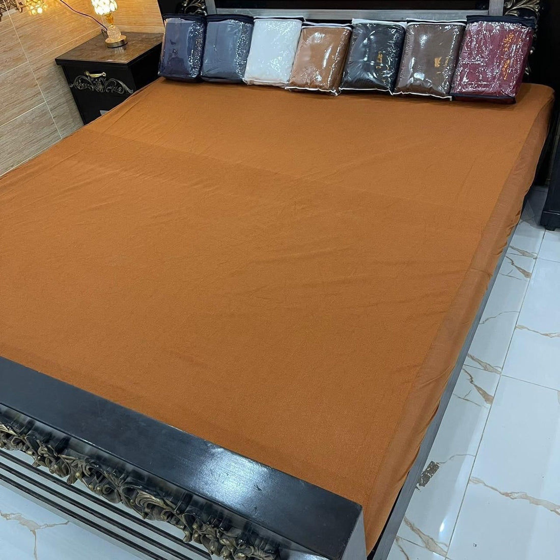 Rust Orange Terry Cotton Waterproof Mattress Protector – King Size