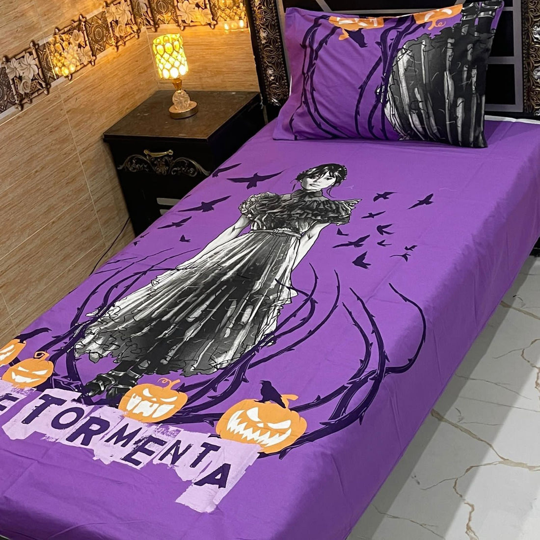 Purple Tormenta Halloween – Kids Single Pair Bed Sheet
