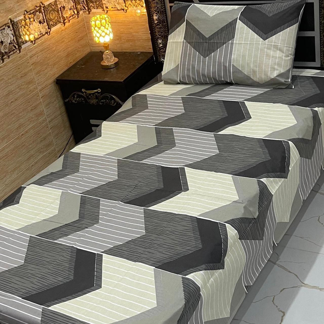 Urban Monochrome Blocks – Kids Single Pair Bed Sheet