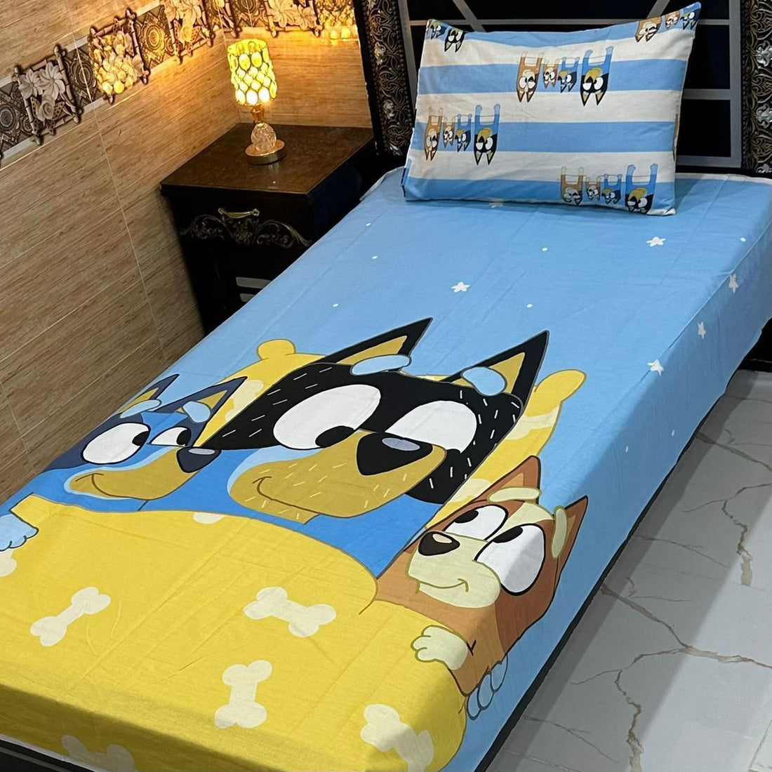 Bluey Bedtime Snuggles – Kids Single Pair Bed Sheet