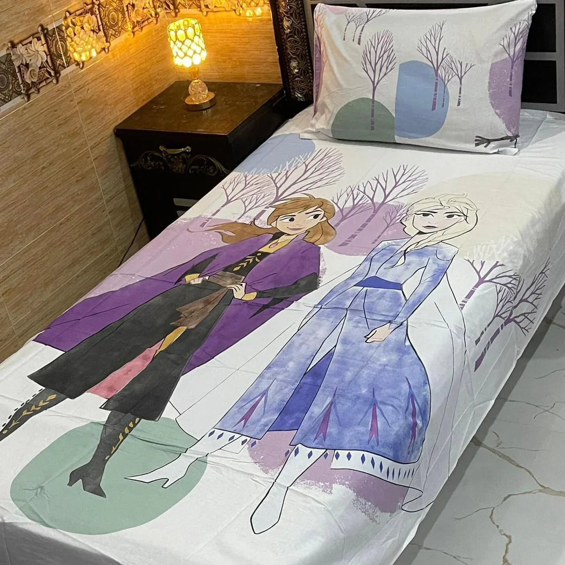 Frozen Forest Sisters – Kids Single Pair Bed Sheet - Fashion Home Store