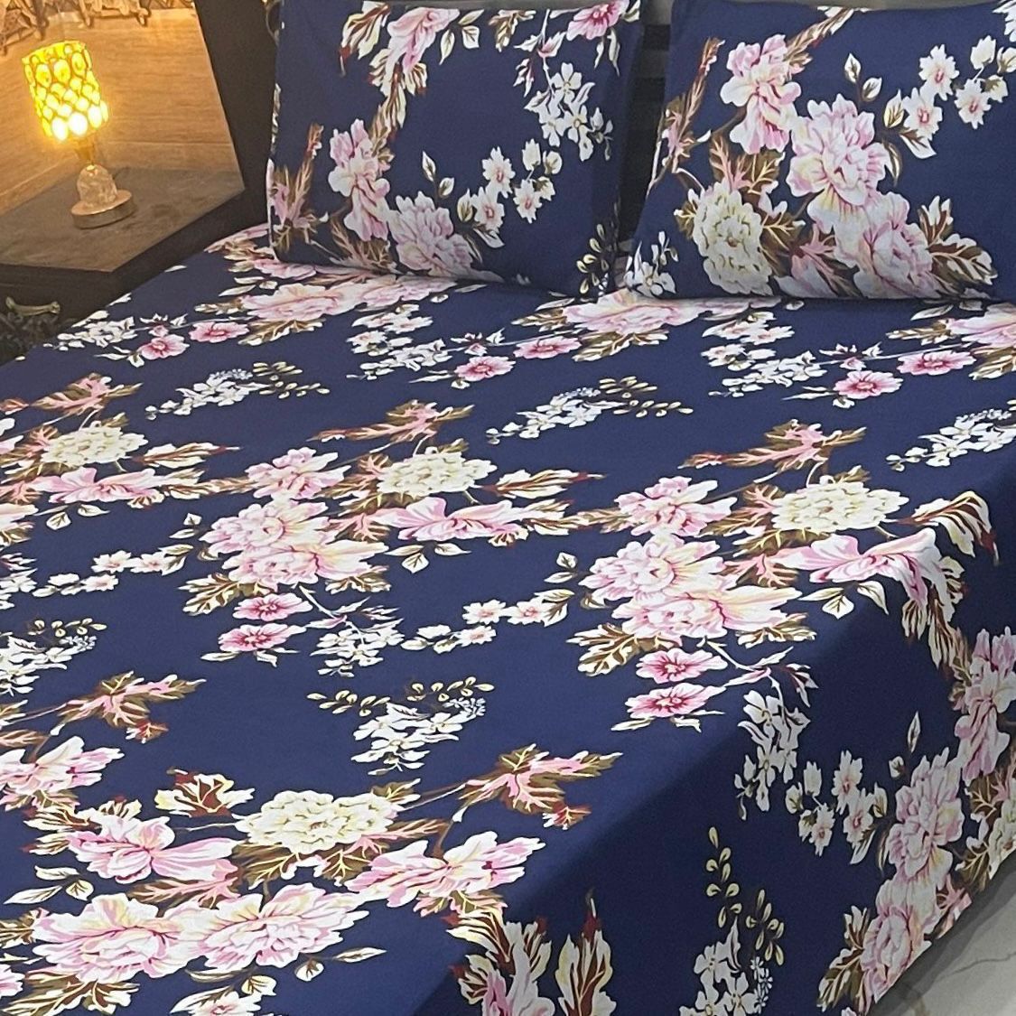 I Midnight Blossom Soft Crystal Cotton Bed Sheets