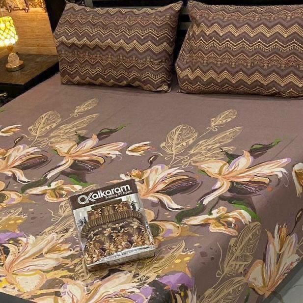 Mustard Yellow Cotton Bedsheet Set – Bold Leaf Print