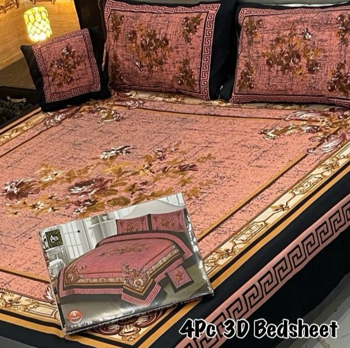 Blush Royal Garden – 4-Piece 3D Bed Sheet Set