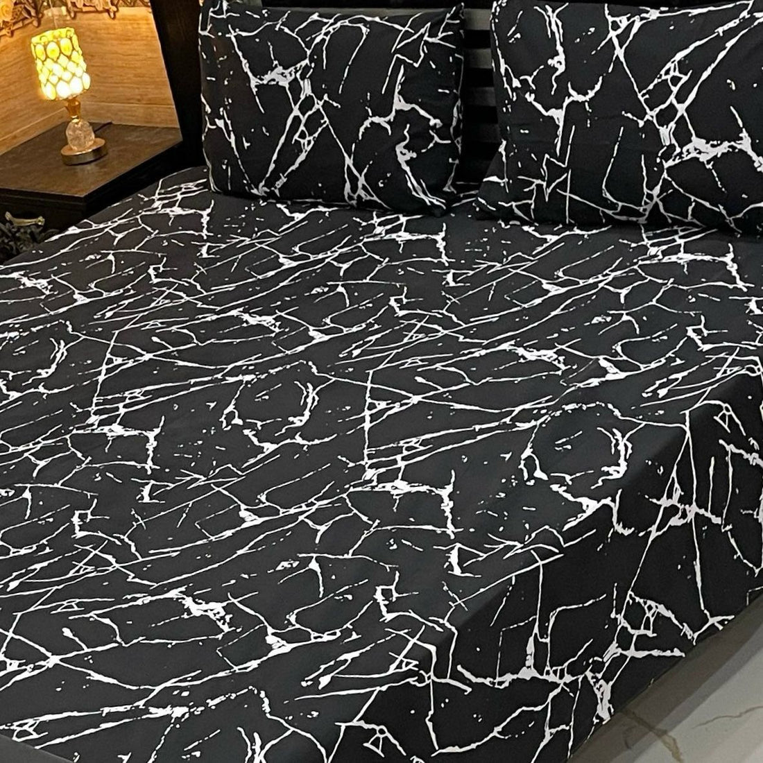 I Noir Marble Soft Crystal Cotton Bed Sheets