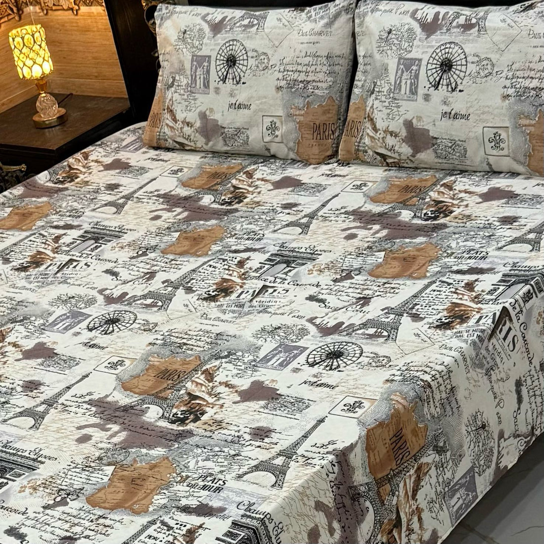 I Grey Feather Soft Crystal Cotton Bed Sheets