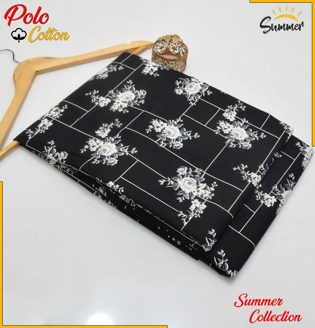 Noir Elegance 2PC Floral Printed Women Unstitched – Polo Cotton