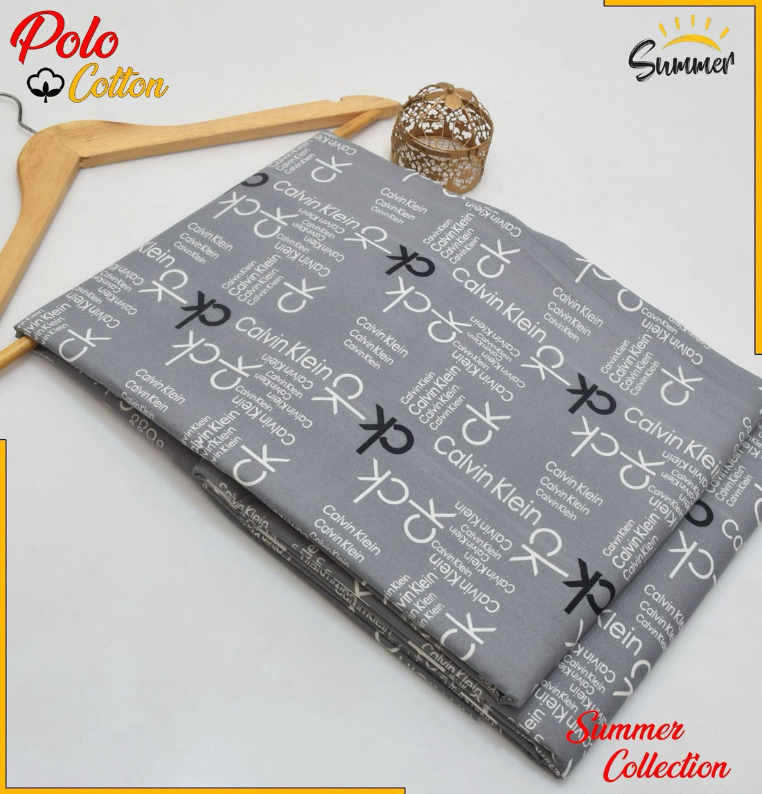 Grey CK-Inspired Printed 2PC Women Unstitched – Polo Cotton