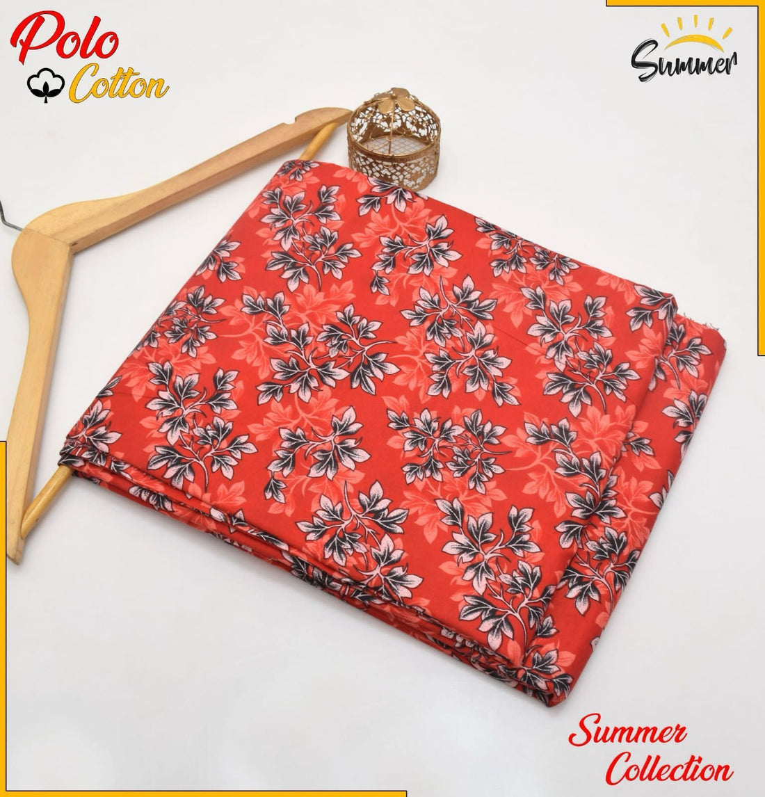 Red Floral  2PC Printed Women Unstitched – Polo Cotton
