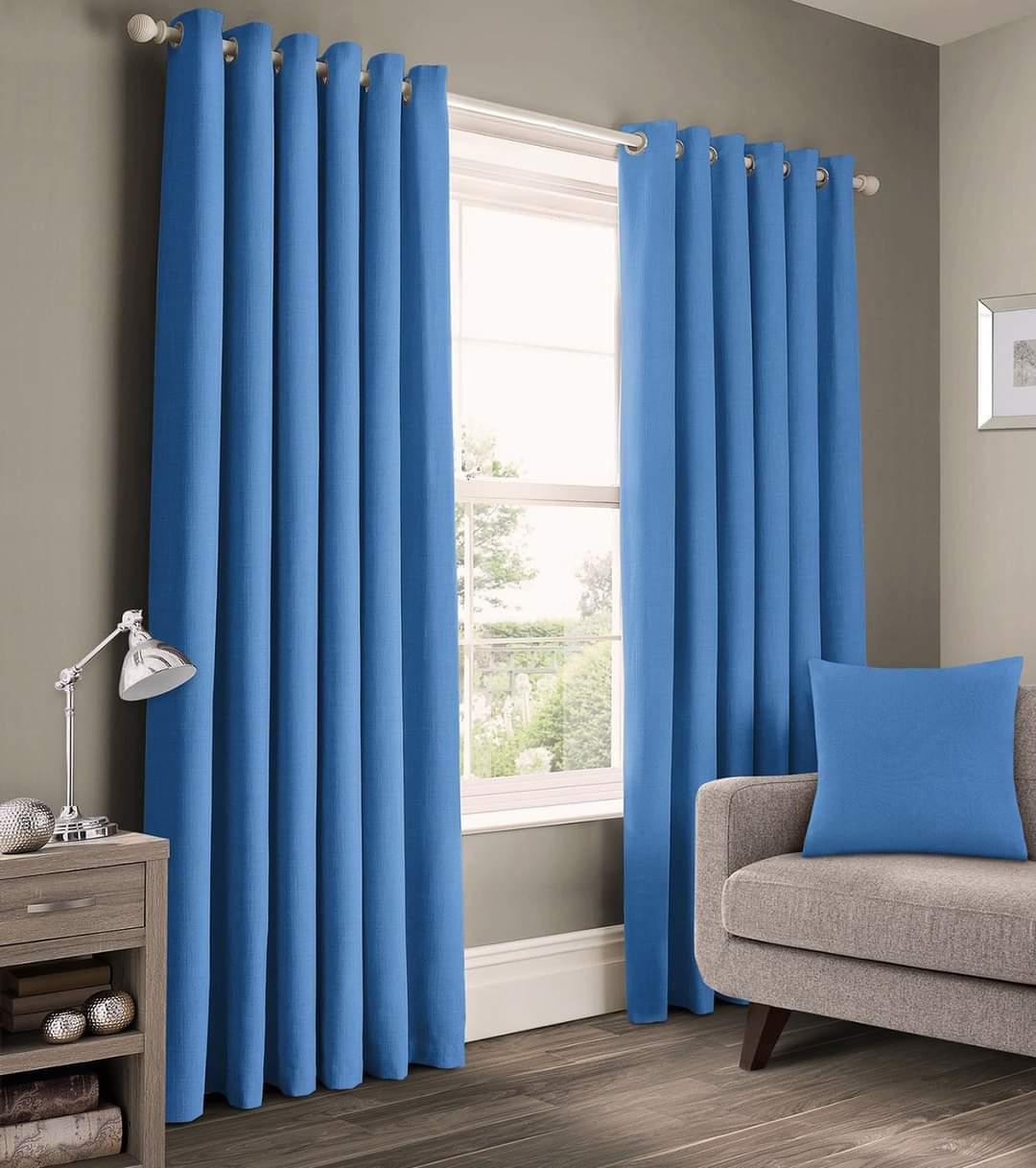 FH Home Store Sky Blue Room Darkening Plain Solid Color Curtain Pair