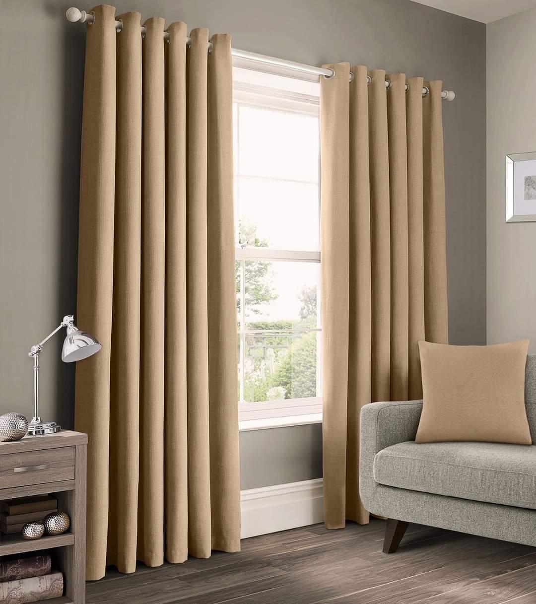 FH Home Store Latte Room Darkening Plain Solid Color Curtain Pair