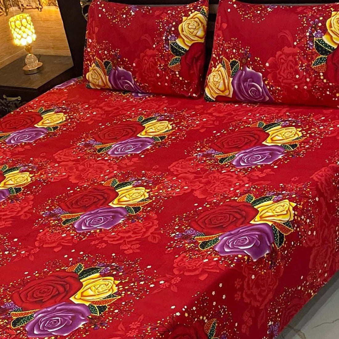 yellow and pink  Soft Crystal Cotton Bed Sheets - Fashion Home Store