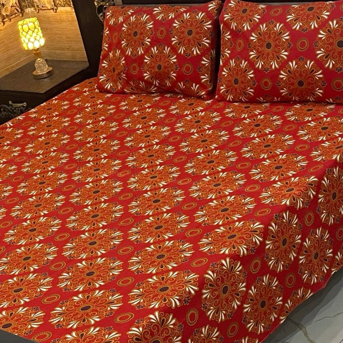 Red Paisley Soft Crystal Cotton Bed Sheets