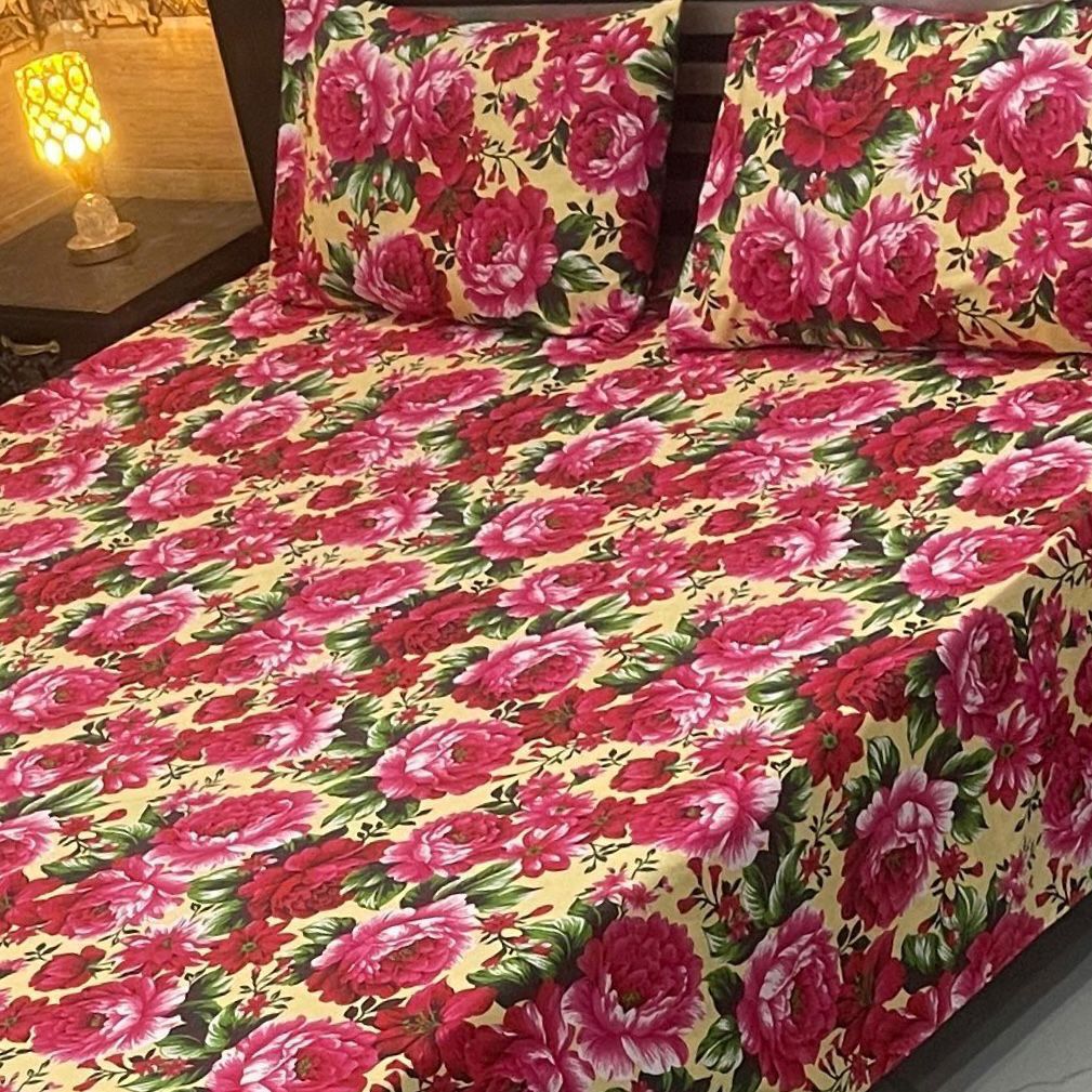 pink flowers Soft Crystal Cotton Bed Sheets