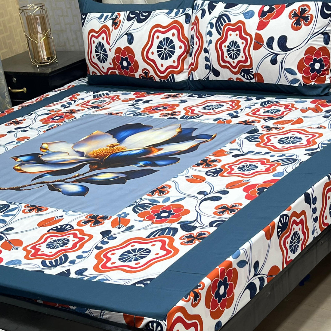 white rosy 3D printed bedsheet
