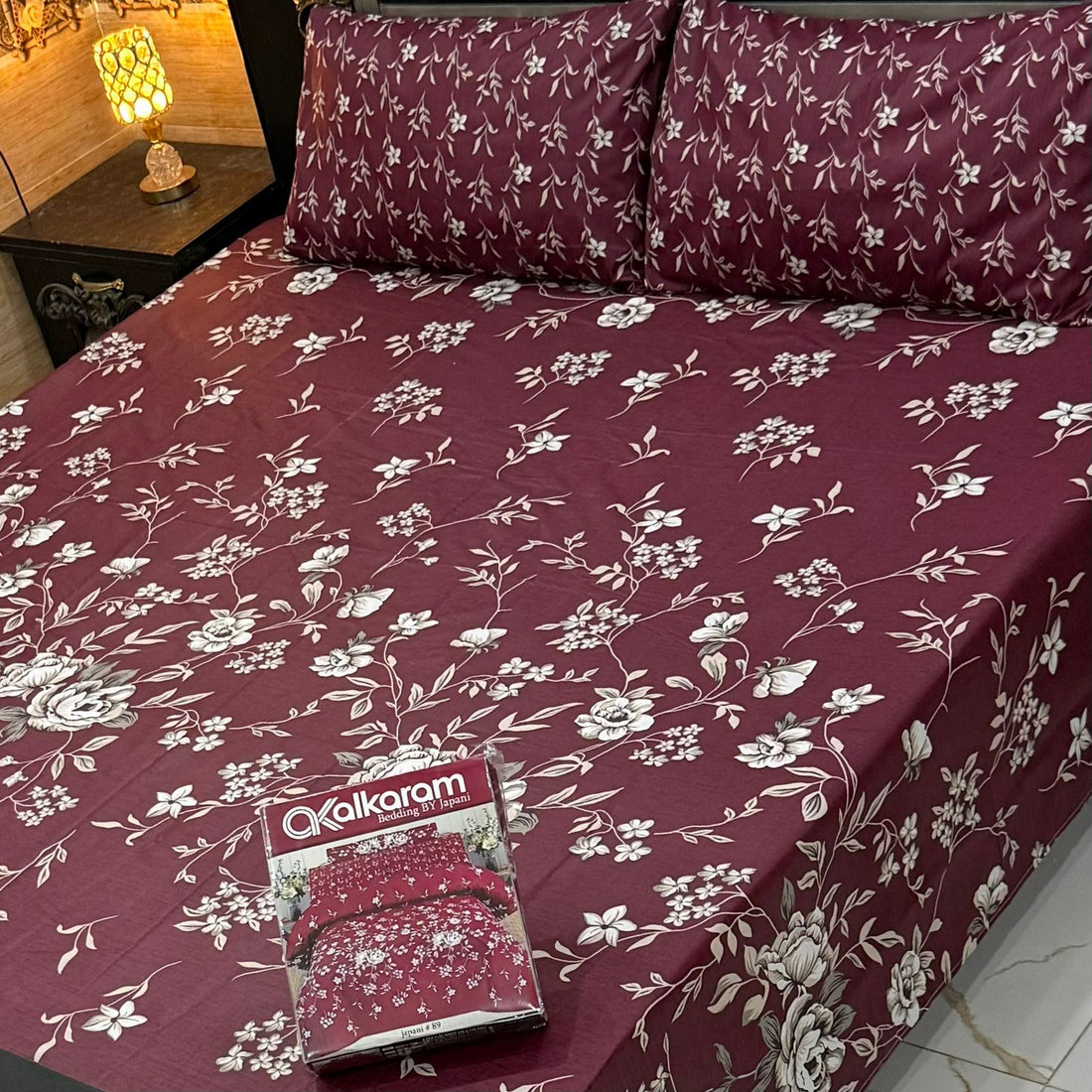 Red Floral mix cotton bedsheet