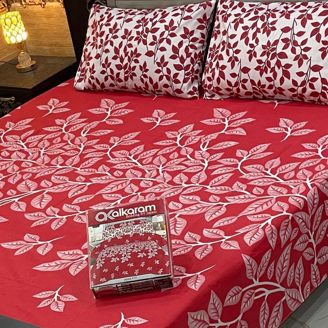 Red Floral mix cotton bedsheet