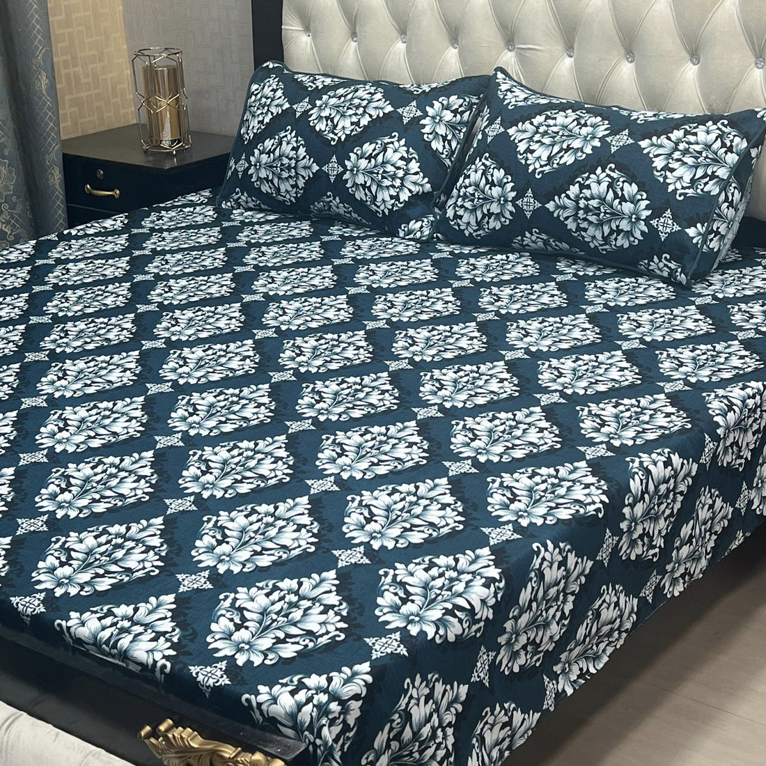 Soft Crystal Cotton Bed Sheets - Elegant Leafy Olive Green King Size - Fashion Home Store