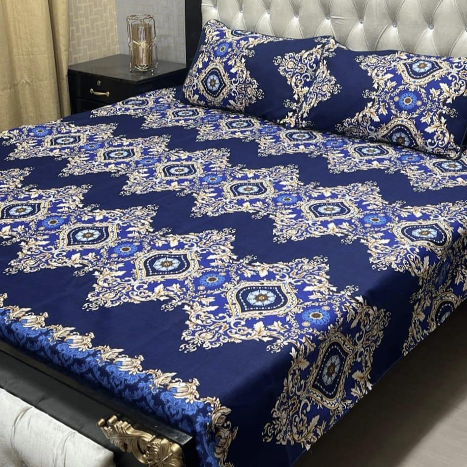 Soft Crystal Cotton Bed Sheets - Elegant Stripe Floral Brown King Size - Fashion Home Store